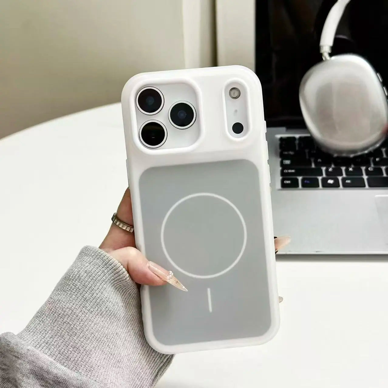 Color-Block Matte Translucent Magnetic Shockproof Case for iPhone 17-11 Series