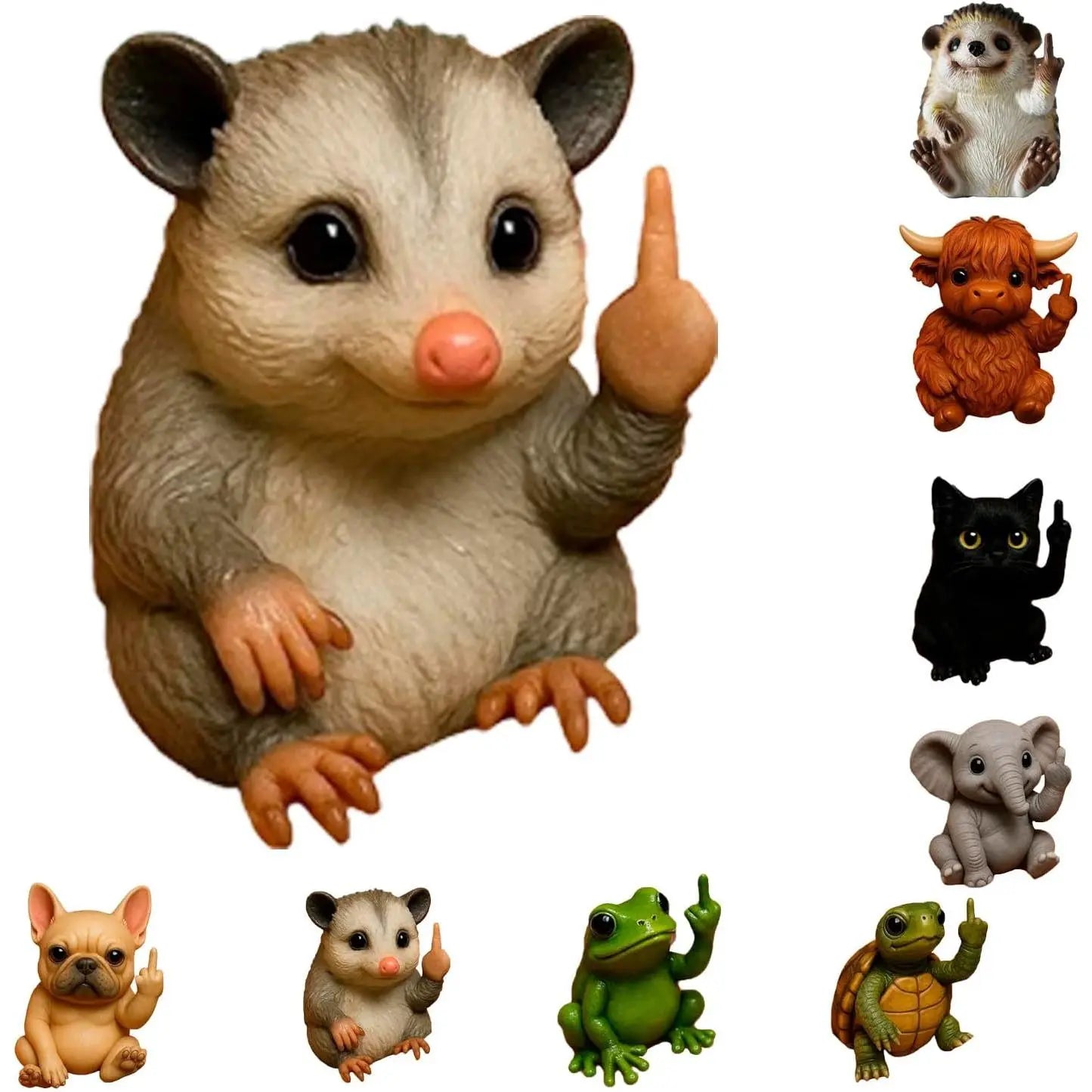 Funny Middle Finger Animal Statue for Desk Office and Car Decor