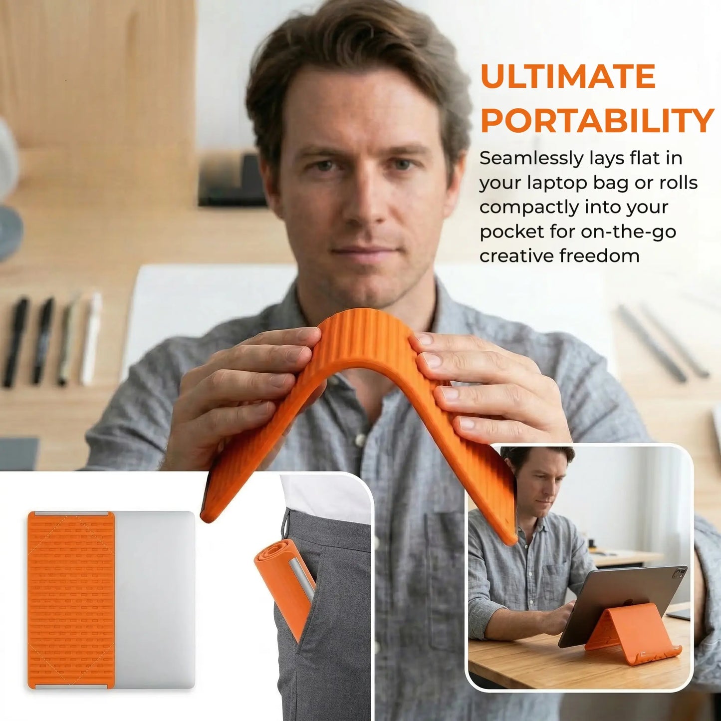 Flexible Silicone Aluminum Phone holder stand, Bendable Rollable Foldable Design, Universal Adjustable Anti-Slip Desktop Mount for Phone Tablet Laptop, Portable Ergonomic Holder for Home Office Travel-YY