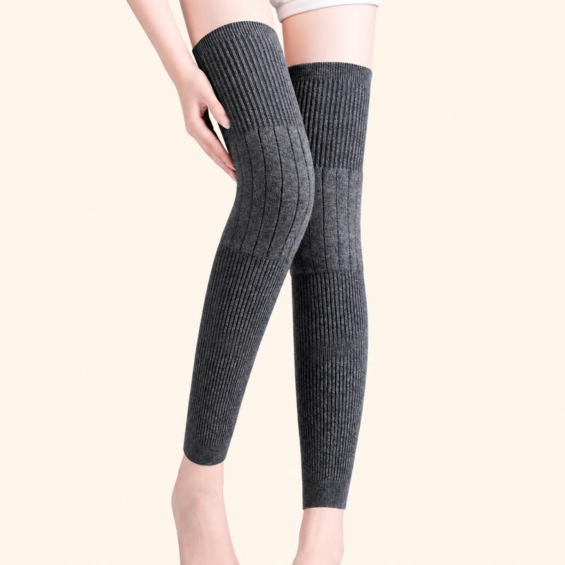 Thick Wool-Lined Thermal Long Knee Compression Sleeves – Non-Slip Winter Joint Support