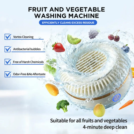 Portable Hydroxyl Ion Fruit & Vegetable Washer – 4-Minute Deep Cleaning Purifier for Produce, Meat & Seafood