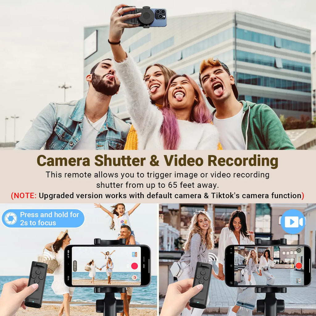 TikTok Remote Scroller & Phone Stand – Wireless Page Turner & Camera Shutter for iPhone & Android