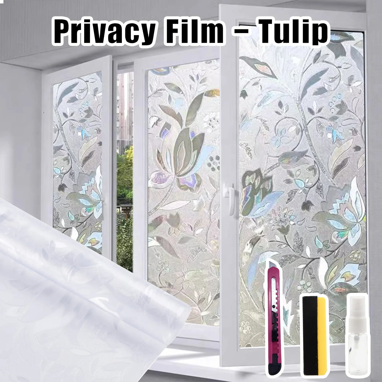 Static Cling Window Privacy Film – Removable UV Blocker & Reflective Mirror Tint for Glass Doors