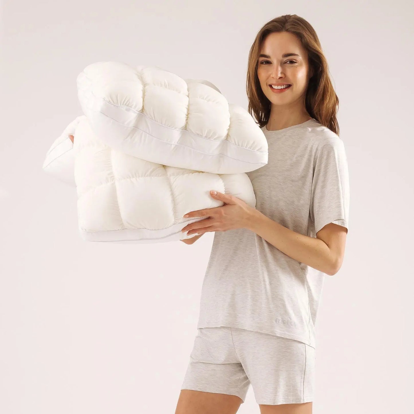 Mellow Sleep Puff Pillow - Fluffy Quilted Bed Pillow with Cloud-Like Comfort for All Sleepers