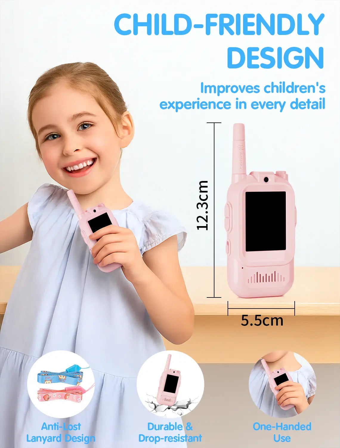 Children's Video Walkie-Talkies with Camera, Two-Way Real-Time HD Screen Walkie-Talkie Toys, Long-Range Smart Walkie-Talkie Set, Ideal for Outdoor Adventures, Camping, and Hiking, Great for Birthday Gifts, (Pink/Blue/Purple)