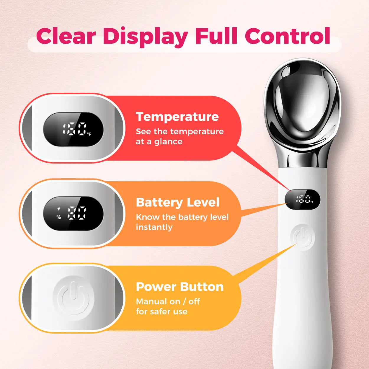Electric Heated Ice Cream Scoop, Rechargeable Scoop with LED Display, 10s Quick Heat, Max 160°F, IP67 Waterproof, Home Dessert, Summer Treats, Gift Ideas