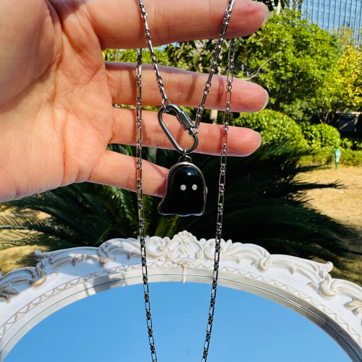 Crystal Ghost Pendant Necklace – Gothic Witchy Jewelry