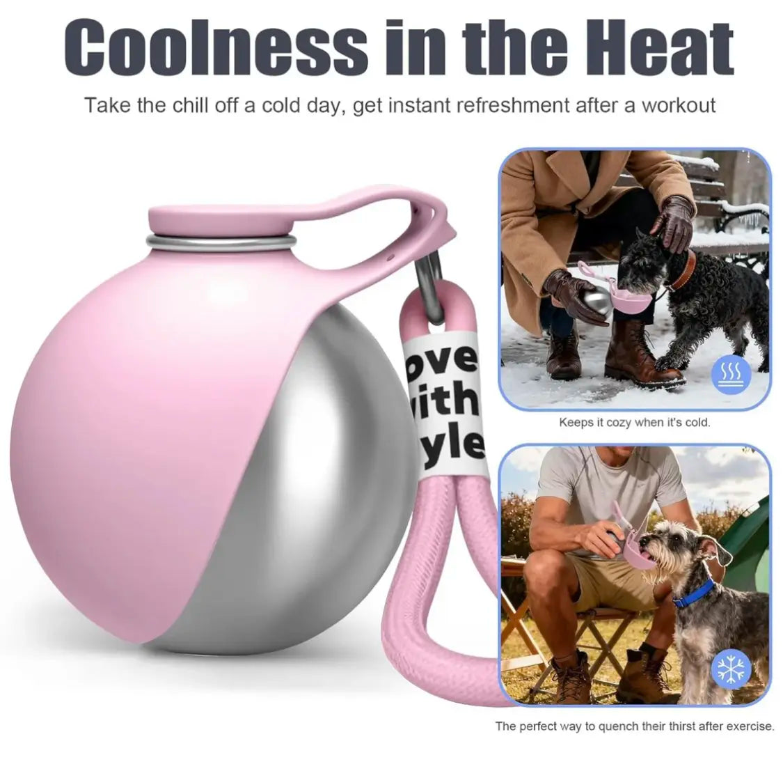 Portable Dog Water Bottle with Foldable Bowl – Spill-Free Pet Travel Hydration Dispenser