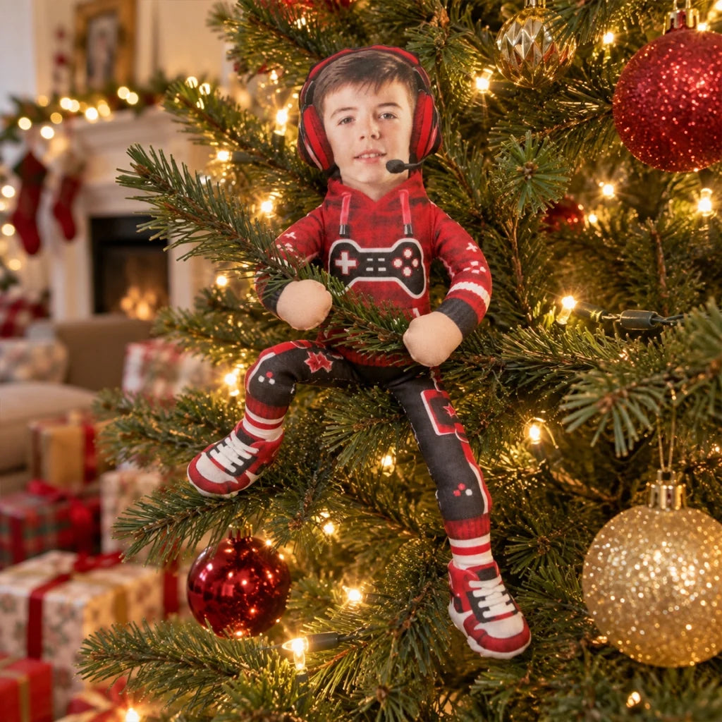 Personalized Photo Squishy Plush Doll, Gamer Pose in a Cozy Gaming Room, Unique Christmas Gift for Kids - 3
