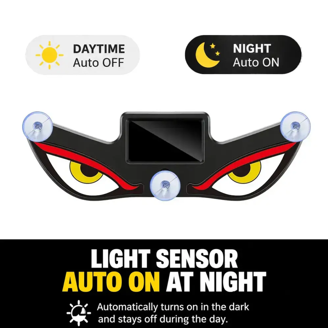 Solar LED Devil Eye Car Warning Light – Universal Rear Window Safety Light