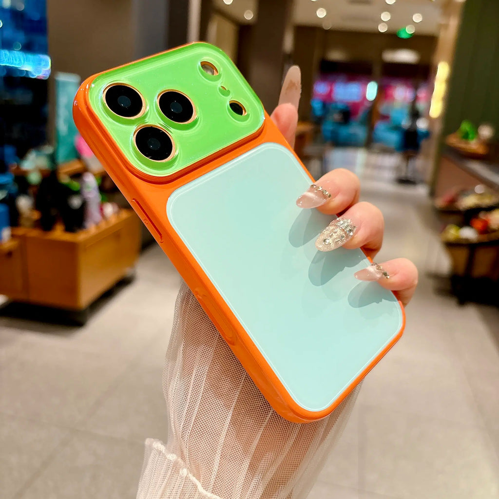 Contrast Color Matte Case for iPhone 17 16 15 14 13 Pro Max – Anti-Fall Full Lens Protection