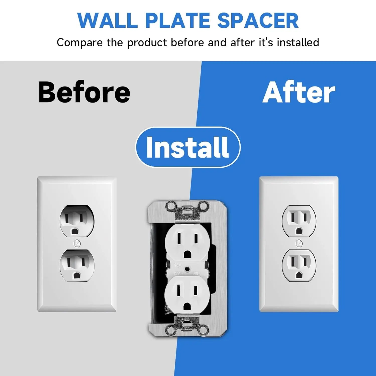 10-Piece Metal Wall Plate Spacers for Electrical Outlets – Leveling Plates to Fix Loose Outlets