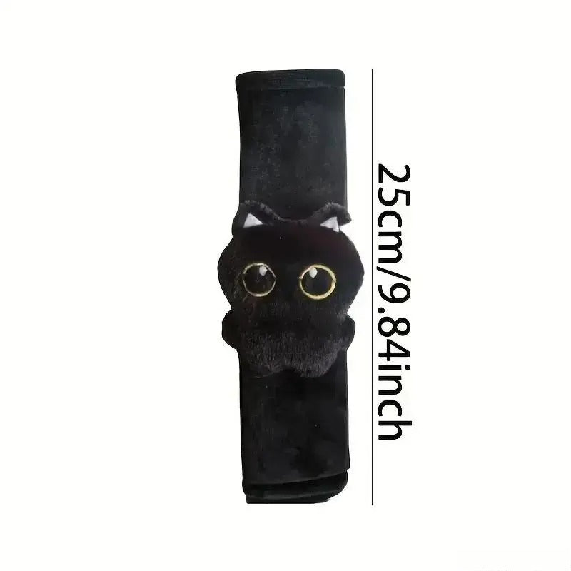 Cute Black Cat Seat Belt Cover, Soft Plush Shoulder Pad Car Accessory