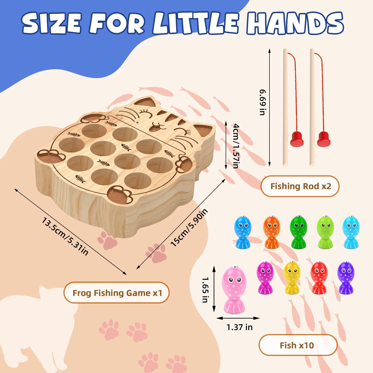 Magnetic Fishing Game Toy – Montessori Wooden Fine Motor Skills Activity Board for Toddlers