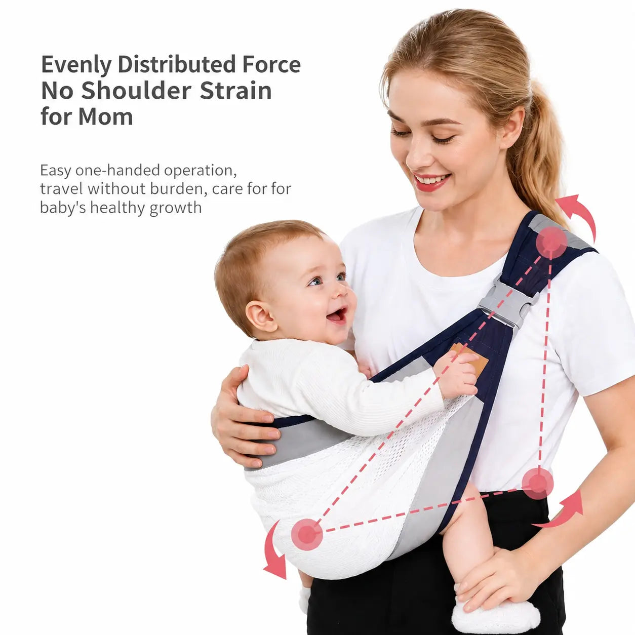 Adjustable Breathable Mesh Single-Shoulder Baby Carrier – Lightweight Hands-Free Strap