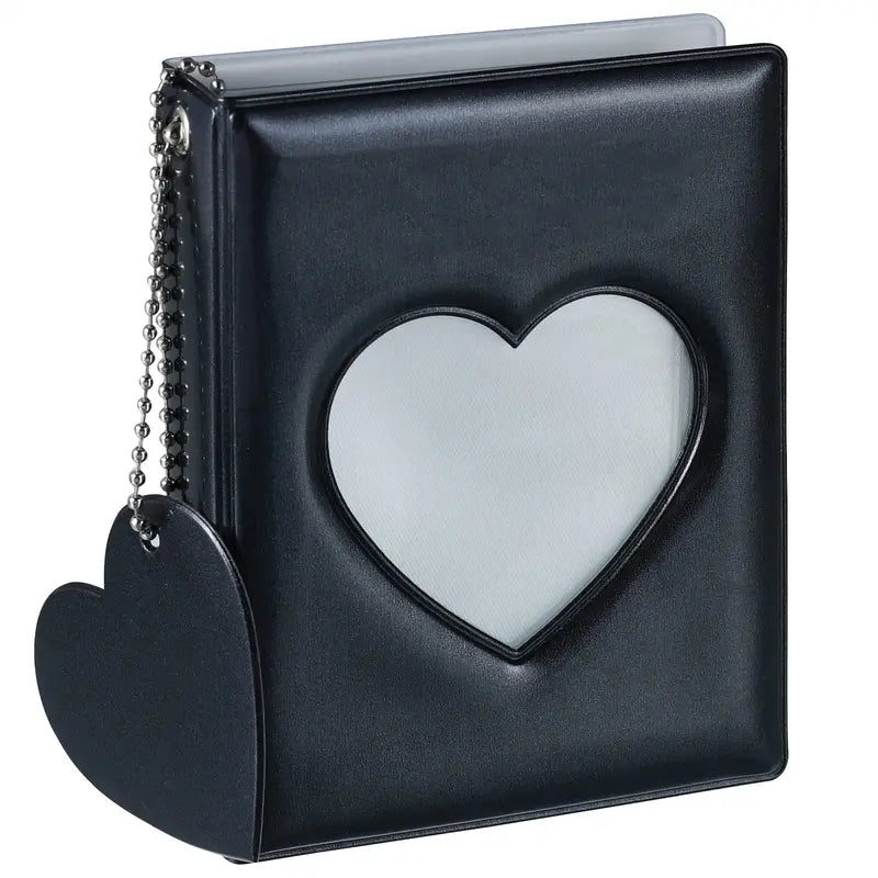 Heart-Shaped Mini Photo Album – 32 Pockets, Portable for Storing Small Photos & Cards