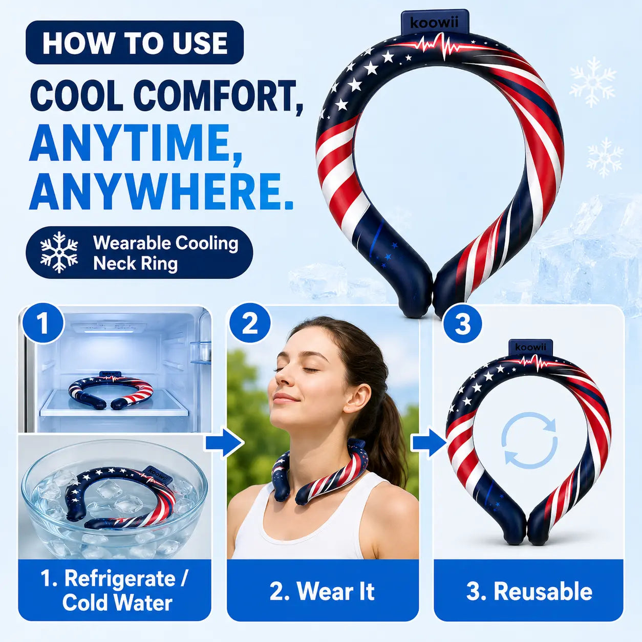 Reusable Neck Cooling Ring – Wearable Ice Neck Cooler for Summer Heat Relief