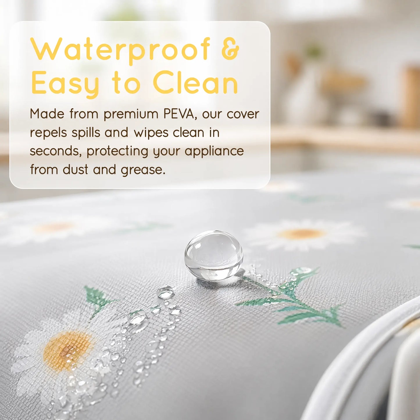 Daisy Print Refrigerator Dust Cover with Storage Pockets Multi Functional Waterproof Fridge Top Protector Household Kitchen Appliance Dust Proof Cover 1 Pack