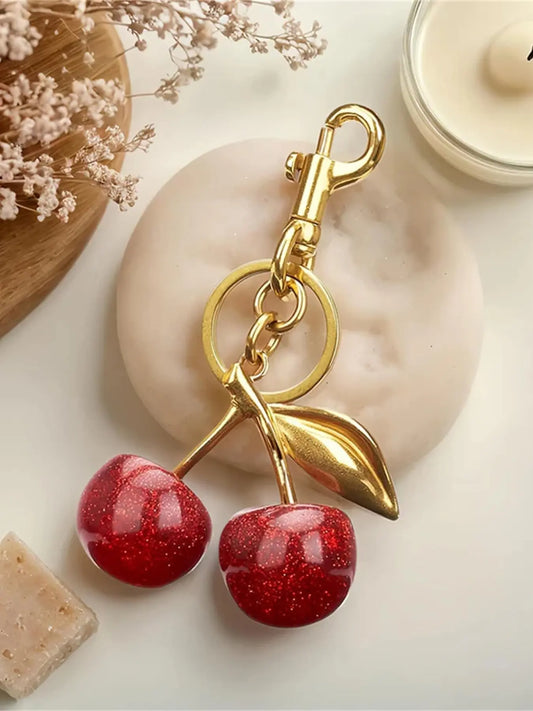 Cute Cherry Design Keychain, Bag Charms, Fashionable Alloy Keychain for Women & Girls, Trendy All-match & Exquisite Keychain for Birthday Gift, Girly Keychain, Bling Bling Keychains, Cute Keychain Accessory