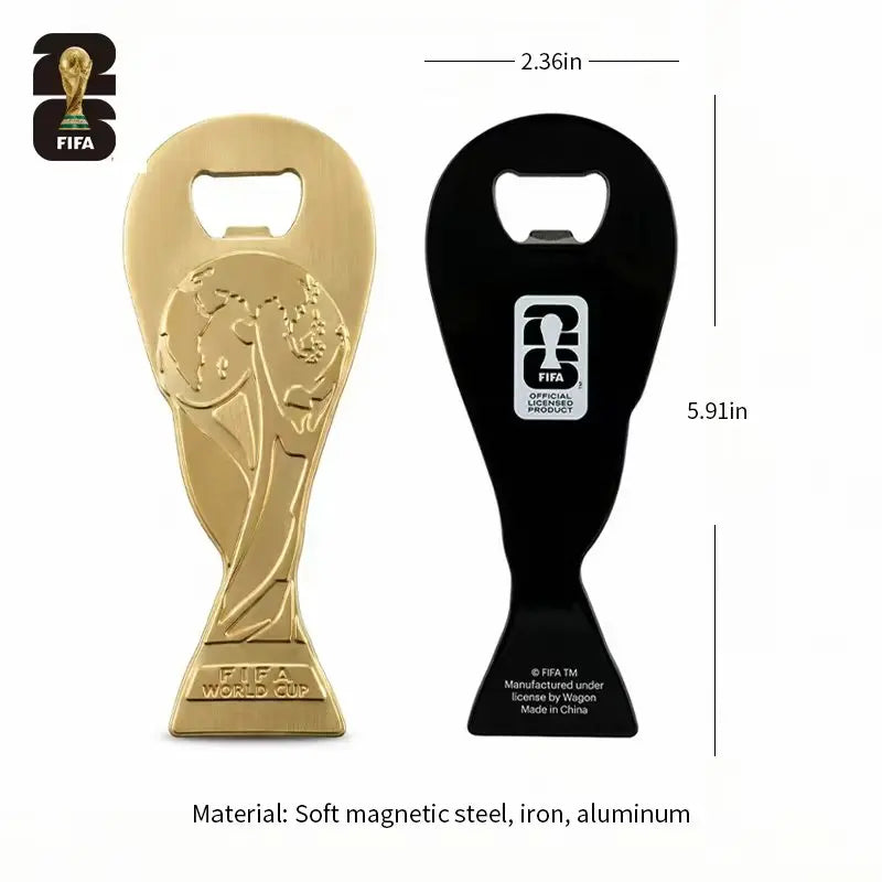 Official FIFA World Cup 2026 Magnetic Trophy Bottle Opener & Fridge Magnet (2-in-1) Soccer Aluminum Alloy