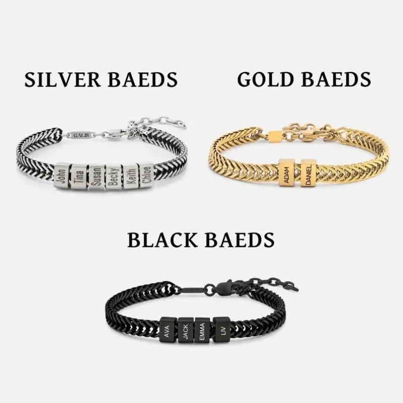【Father's Day Gift】Custom Gold Bracelet for Dad with Kids' Names - Personalized Family Jewelry