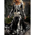 Women's Autumn Vintage Court Style Horn-Sleeve High-Waist Dress for Halloween