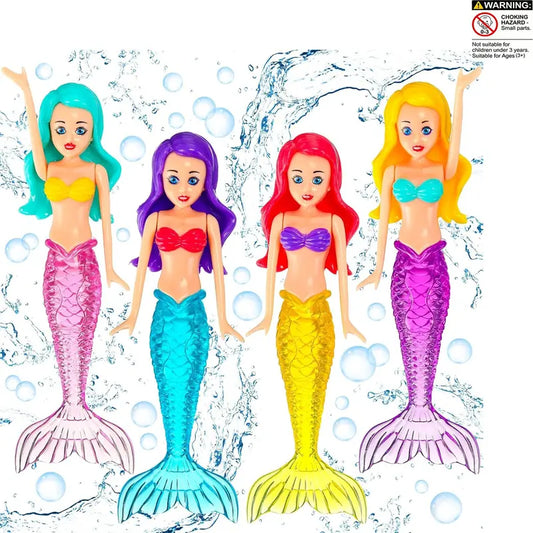 4 Counts Colorful Mermaid Dive Bath Toys, Fun Pool Swimming Game Set for Boys, Girls, Teens and Adults, Ideal for Pool Parties, Swimming Pool Sets
