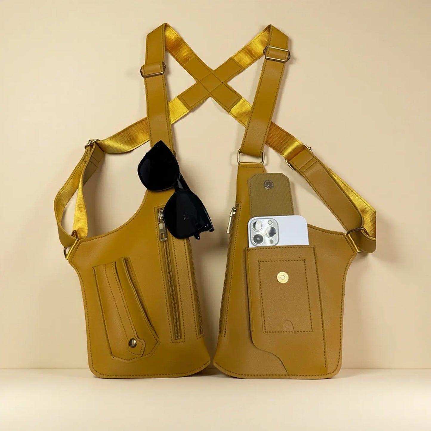 Durable PU Leather Multifunctional Chest Bag