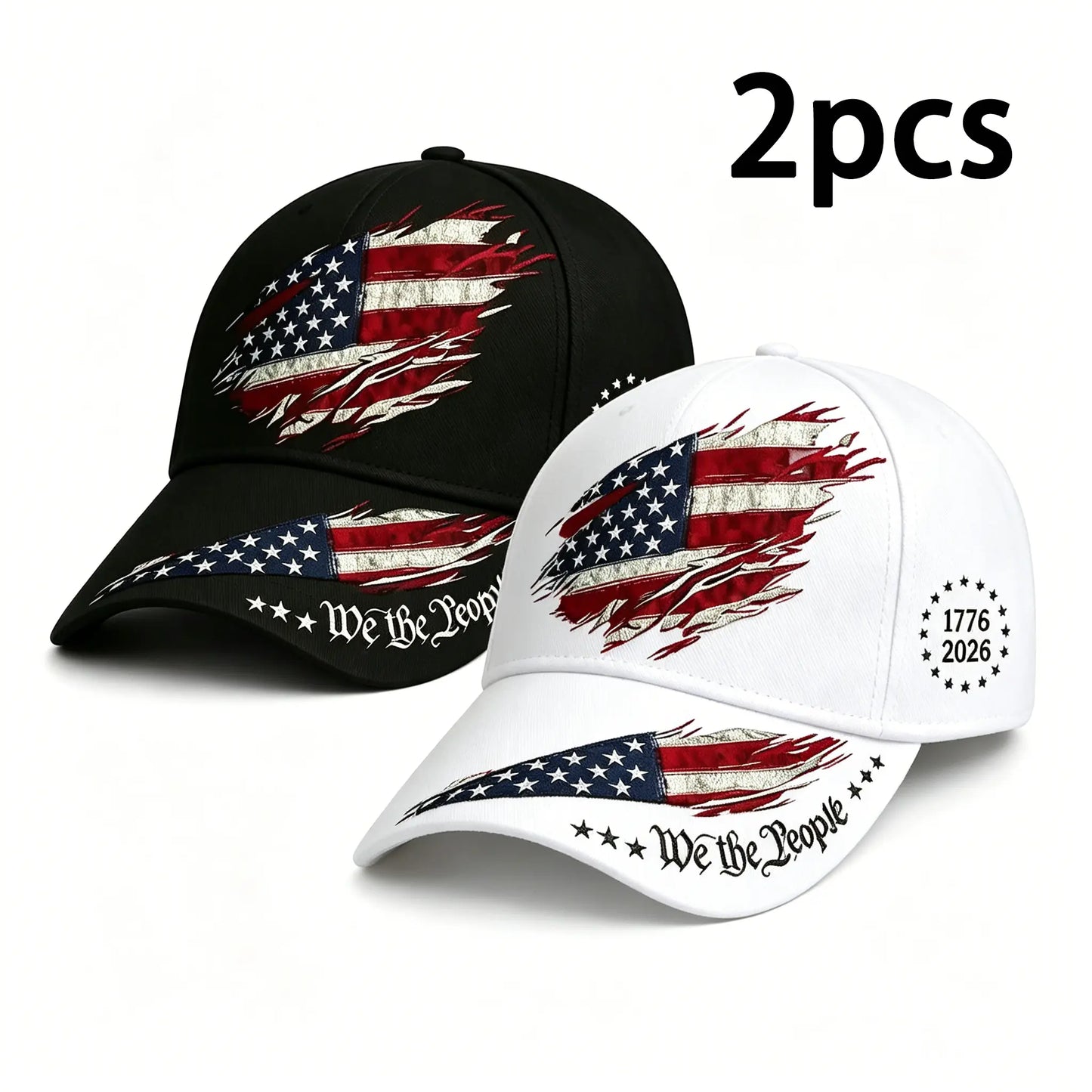 2pcs 250th Anniversary Print Baseball Cap, Adjustable Unisex Sun Cap