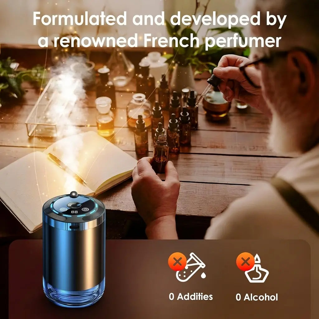 Smart Car Air Freshener, Touch Control Aromatherapy Diffuser with 5 Mist Modes & RGB Star Light