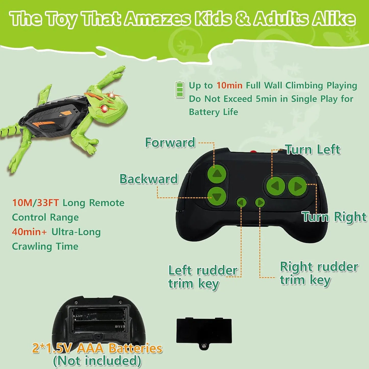 RC Wall Crawler lizard, Rechargeable Remote Control Robot Kids Toys, Wall Climbing Funny Prank Toys Birthday Gifts for Boys & Girls Ages 4 and Up
