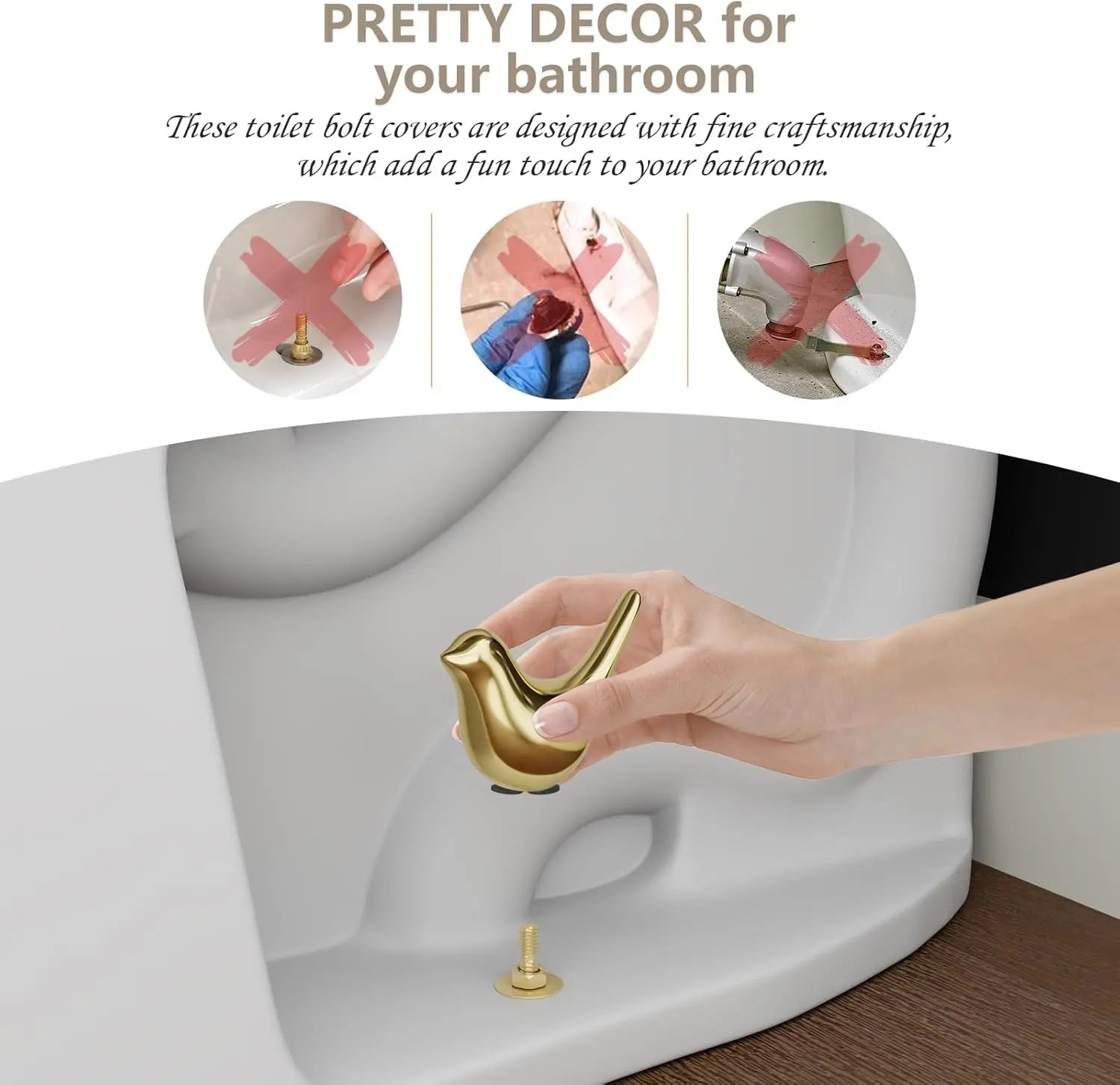 2 Pcs Ceramic Bird Toilet Floor Bolt Caps,Cute Bird Toilet Screw Caps Decorative,Toilet Bolt Figurine,Toilet Bowl Cap Covers,Decorative Bathroom Toilet Bolt Easy Installation