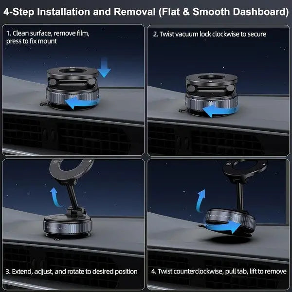Universal Magnetic Phone Mount: Vacuum Suction & Foldable Design