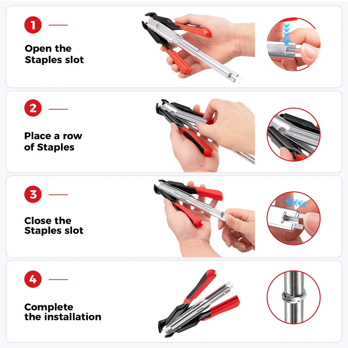 GJANSH 100 PCS/2500 PCS C Clips Hog Ring Pliers Kit, 3/4'' Hog Ring Nail, Fencing Plier Staple Gun Cage Clamp for Animal Pet Cages Fencing, Upholstery, Car Cushions, Meat and Sausage Casings fathersdaygift