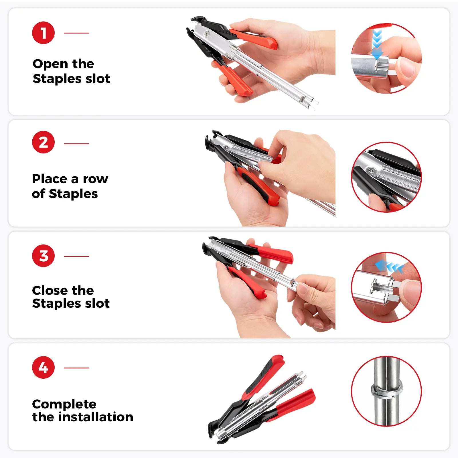 GJANSH 100 PCS/2500 PCS C Clips Hog Ring Pliers Kit, 3/4'' Hog Ring Nail, Fencing Plier Staple Gun Cage Clamp for Animal Pet Cages Fencing, Upholstery, Car Cushions, Meat and Sausage Casings fathersdaygift