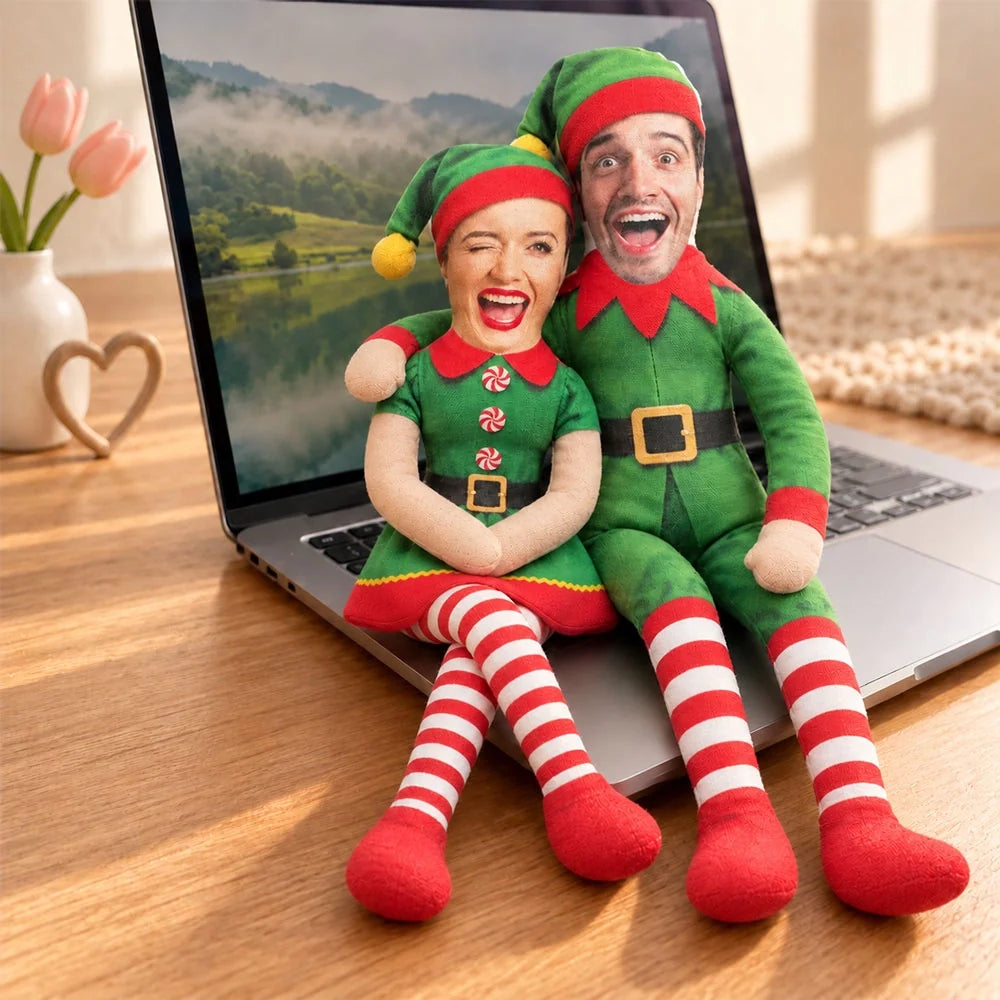 Photo Squishy Plush Doll, Personalized Christmas Elves for Shared Holiday Laughs, Creative Gift for Couples - 2