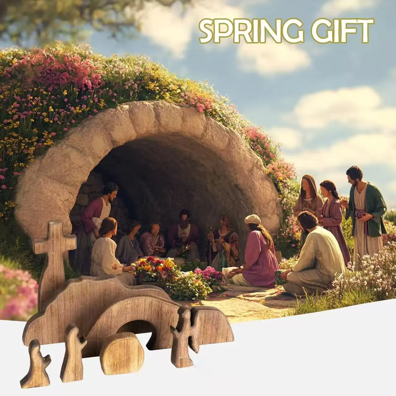 Easter Resurrection Scene Wooden Decor Set