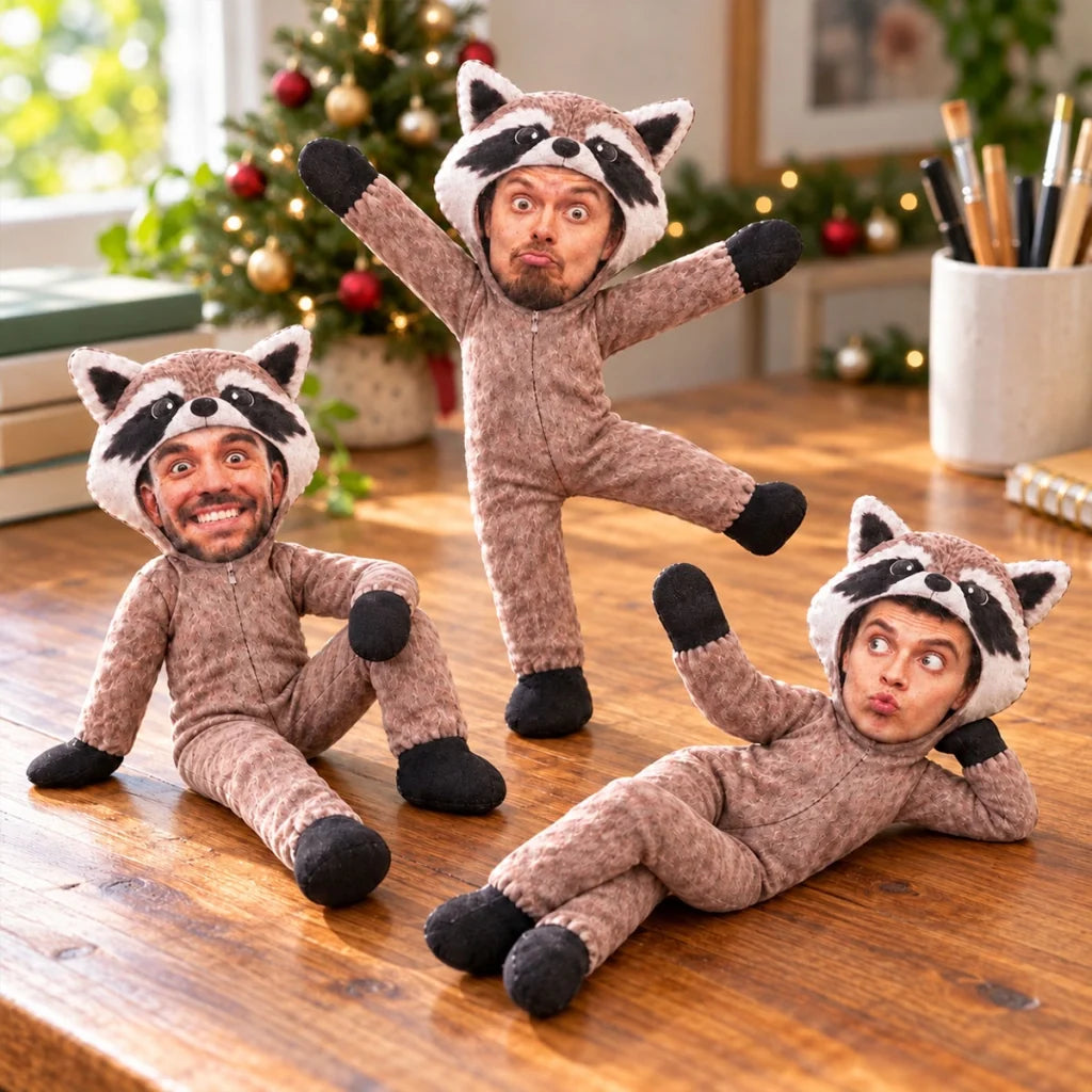 Personalized Photo Squishy Plush Doll, Climbing Raccoon Office Desk Decor, Unique Gift for Coworker - 2
