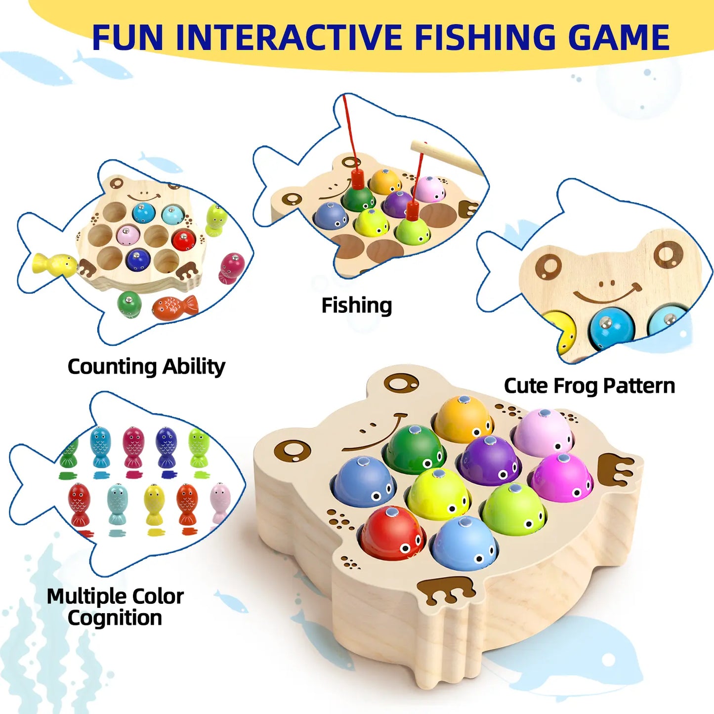Magnetic Fishing Game Toy – Montessori Wooden Fine Motor Skills Activity Board for Toddlers