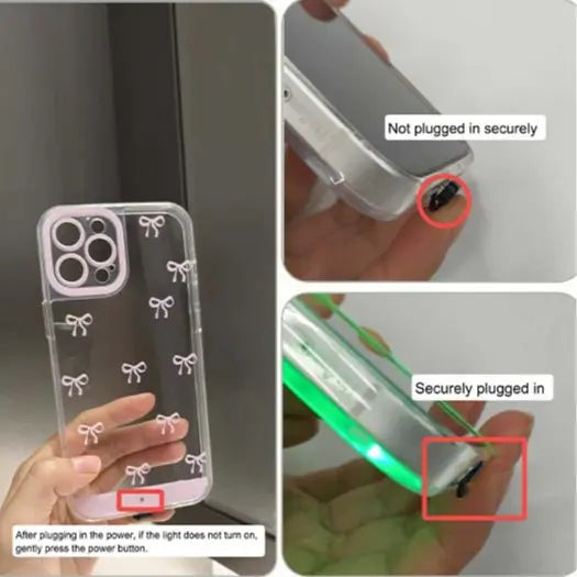 LED Bowknot Phone Case – Aesthetic Shockproof Protective Cover for iPhone 17 Pro Max