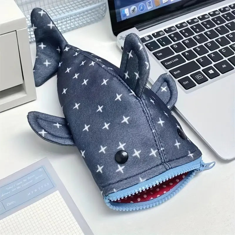 Cute Shark Pencil Case | Animal Shape Zipper Pencil Bag for Kids & Students