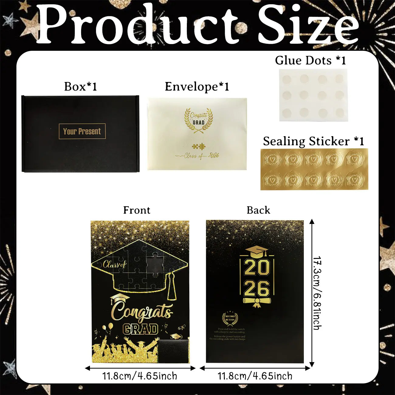 Graduation Party Favors Voice Recordable Greeting Card 300 Second Class of 2026 Custom Voice Guestbook for Graduation Congrats Grad Party Decoration Funny Happy Anniversary Gift