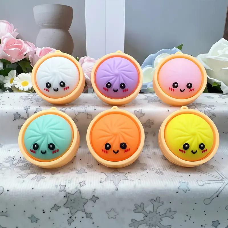 Light-Up Cute Dumpling Pressable Fidget Keychain - PVC Food‑Shaped Charm, Wear‑Resistant Stress Relief Toy for Daily Use, Party & Gifting