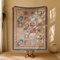 Boho Geometric Tassel Woven Throw Blanket for Bed, Sofa & Wall Décor