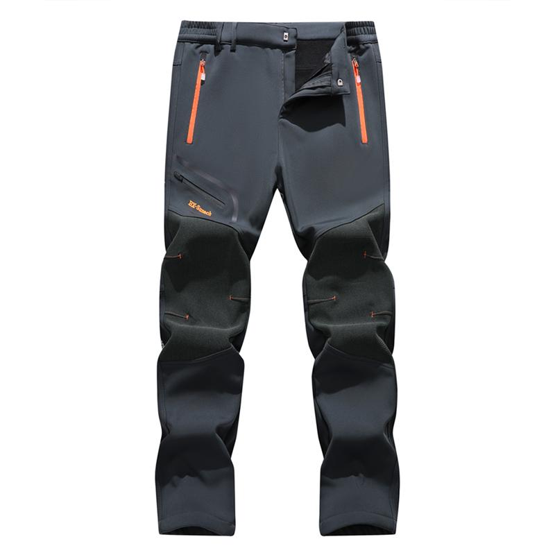 Men's Waterproof Fleece Lined Thermal Pants with Zip Pockets for Cold Weather Hiking