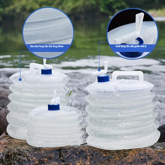 2-Pack Collapsible Water Storage Bucket with Spout – Portable Camping Water Container