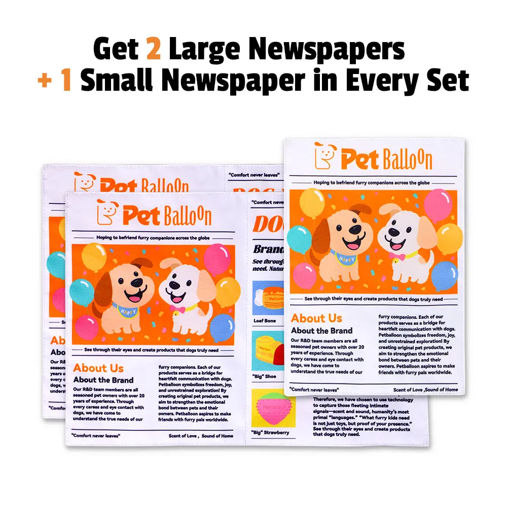 Durable Crinkle Balloon Dog Toy - Newspaper Print Chew Toy for Boredom Relief & Teeth Cleaning