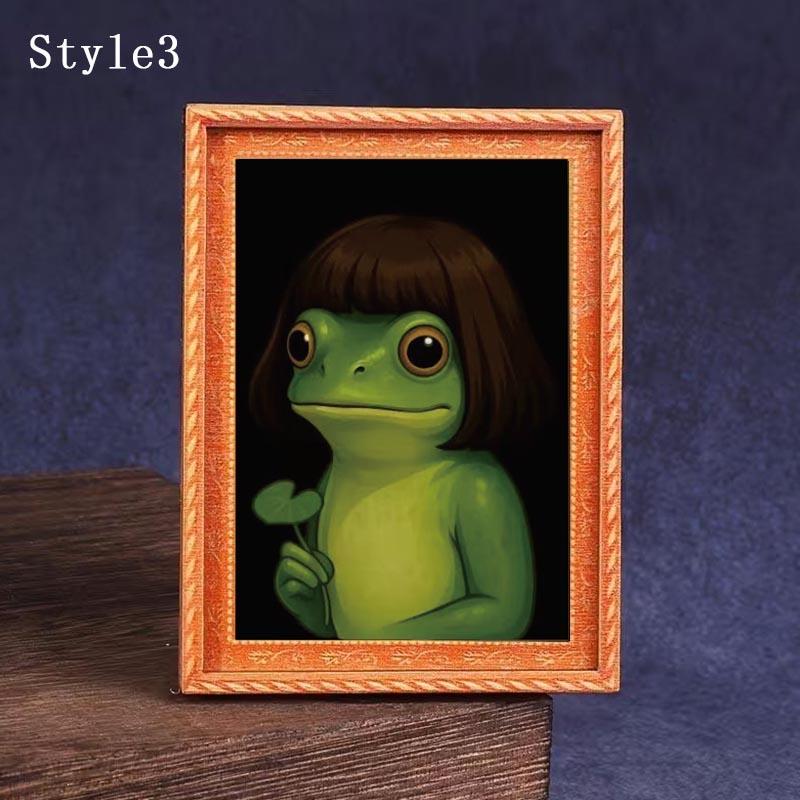 1pc Funny Frog Magnet - Mini Fridge Magnet with Green Frog & Haircut, Modern Kitchen Decor, Durable Wood Construction for Refrigerator, Fridge