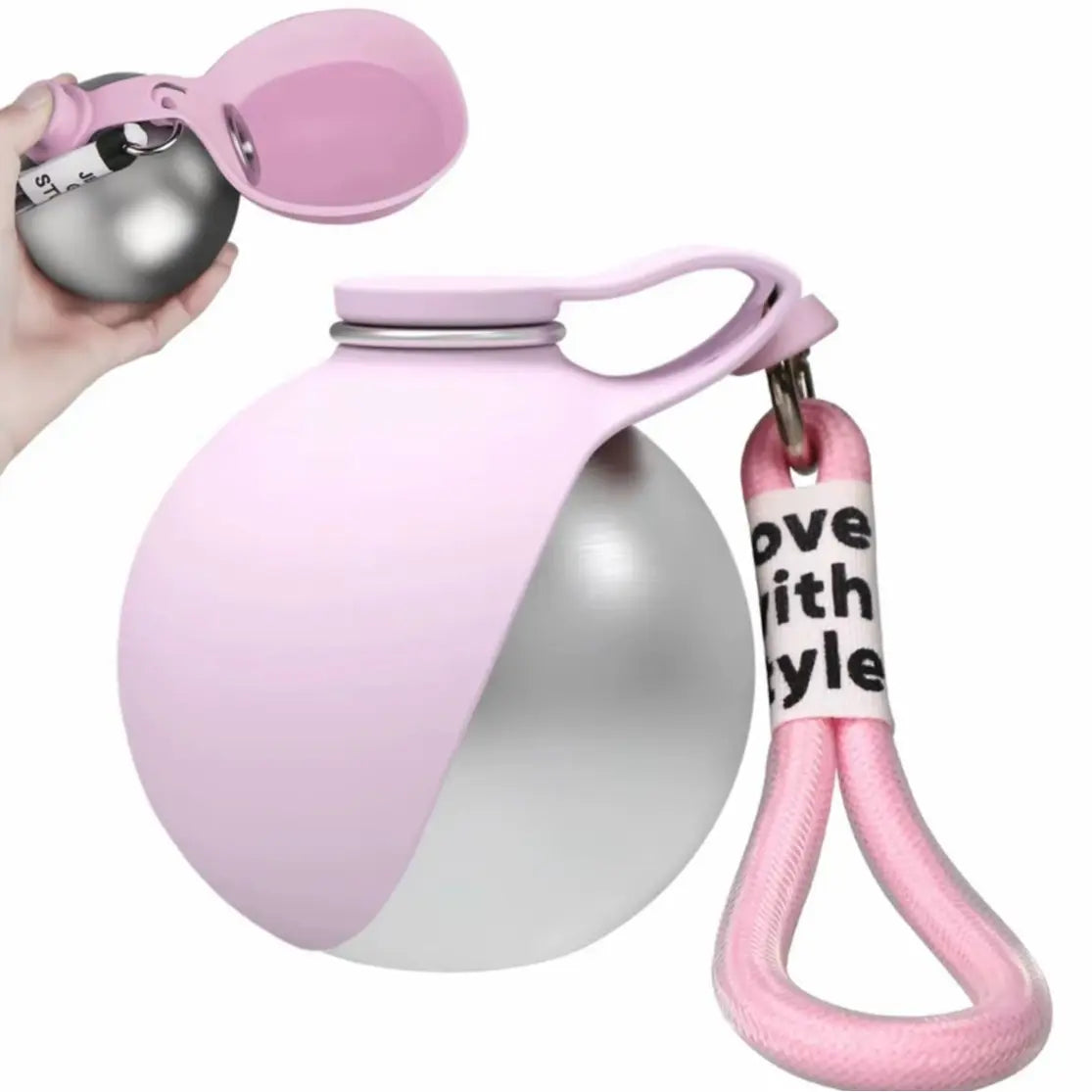 Portable Dog Water Bottle with Foldable Bowl – Spill-Free Pet Travel Hydration Dispenser