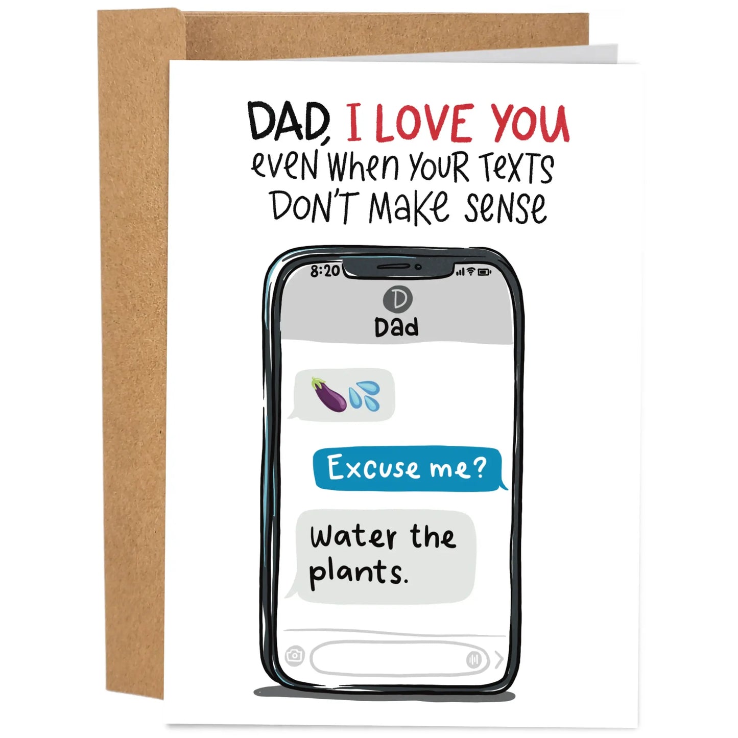 Funny Father's Day Card - 5x7 Inch Hand-Drawn Greeting Card with Envelope